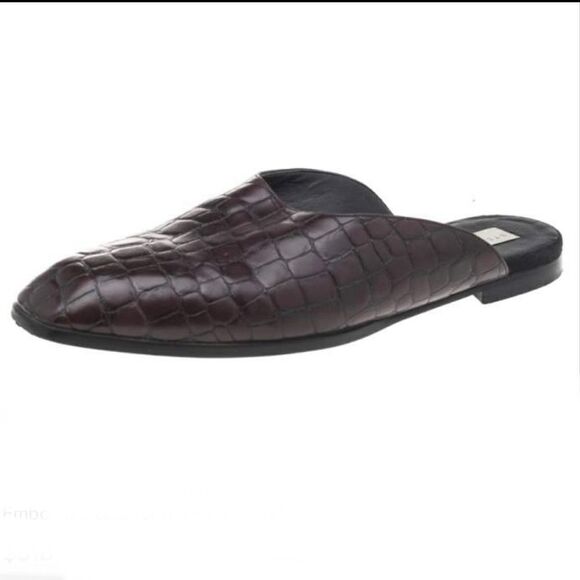 Stella McCartney Burgundy Faux Croc Embossed Leather Mules Size 38 / US 8 - Picture 1 of 14